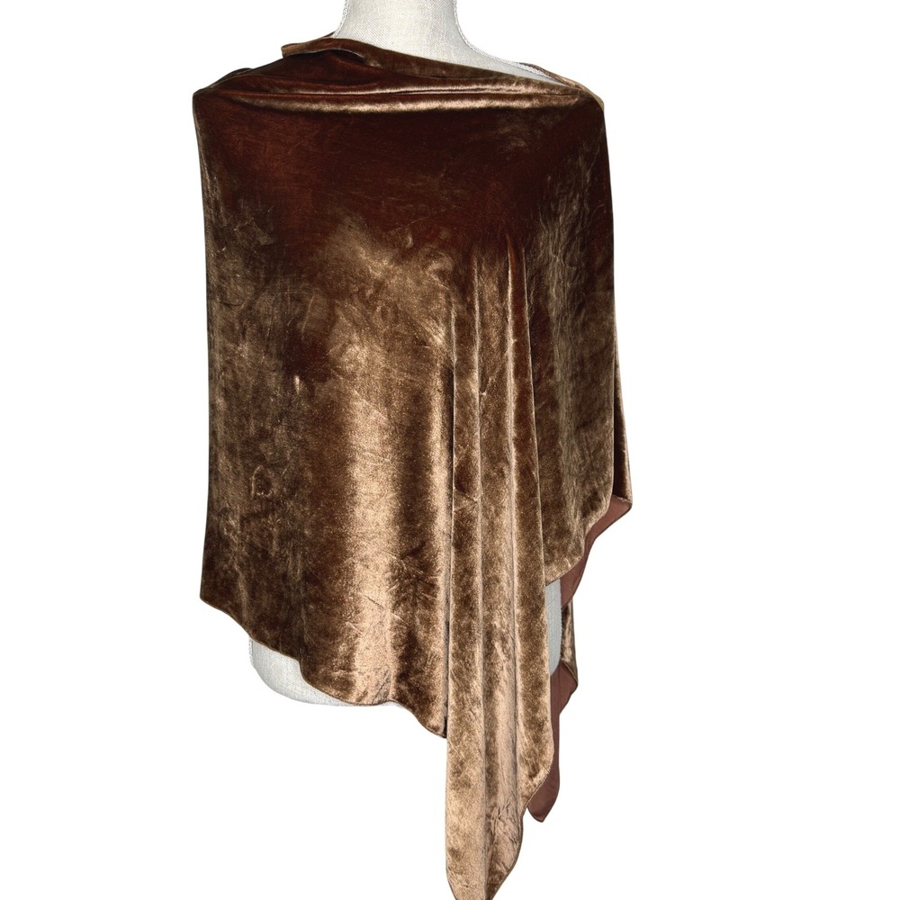 Dana Herbert Silk/Rayon‎ Velvet Poncho Brown